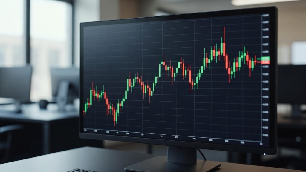live candle market chart in trading game