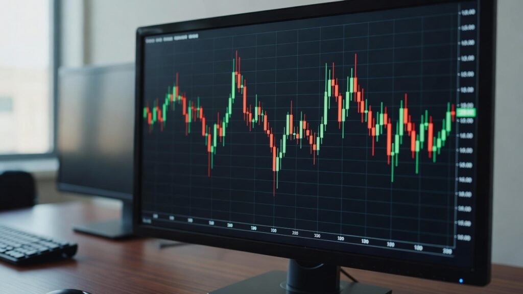 Live candle chart inside trading simulator game