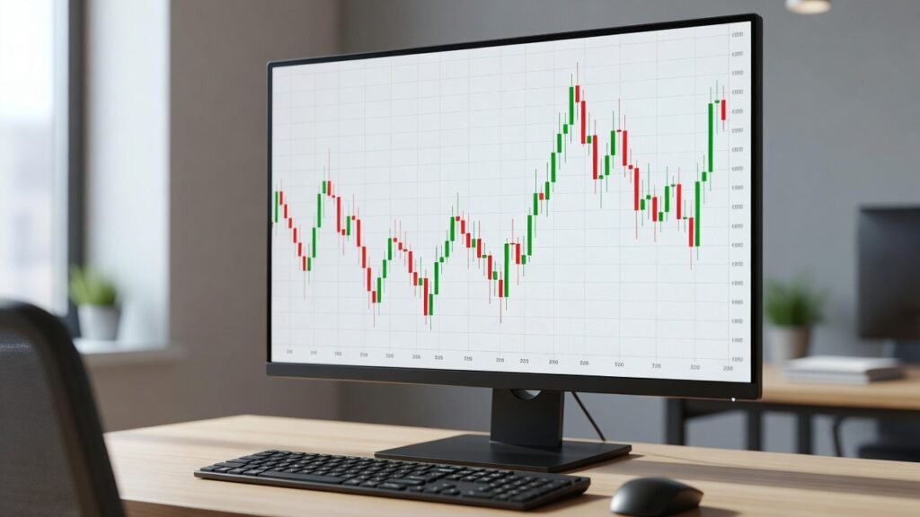 candlestick pattern on screen in games crypto