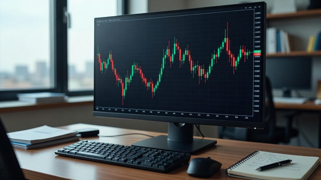 candlestick pattern shown in trading game earning money