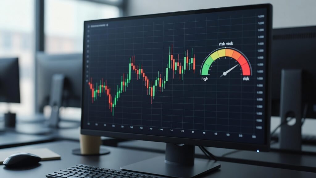 candlestick chart showing trading positions