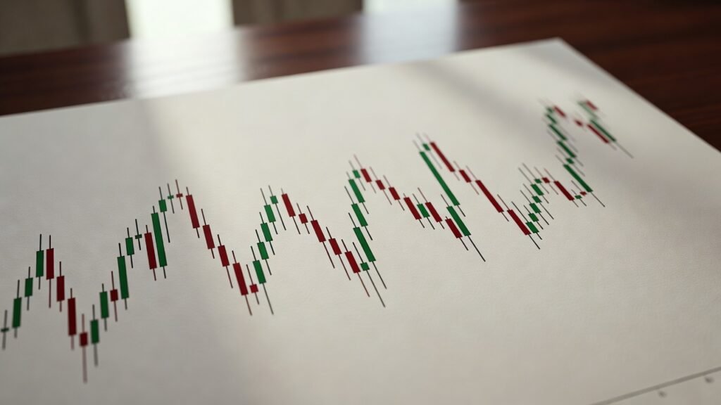 candlestick chart close up in trading game economy