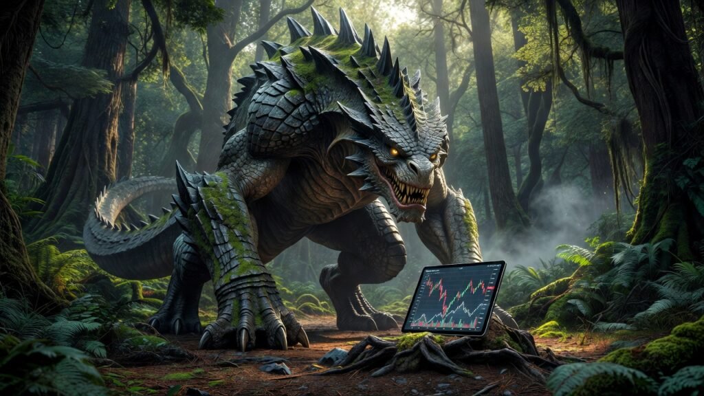 fantasy monster with price graph for learn trading through quests and monsters