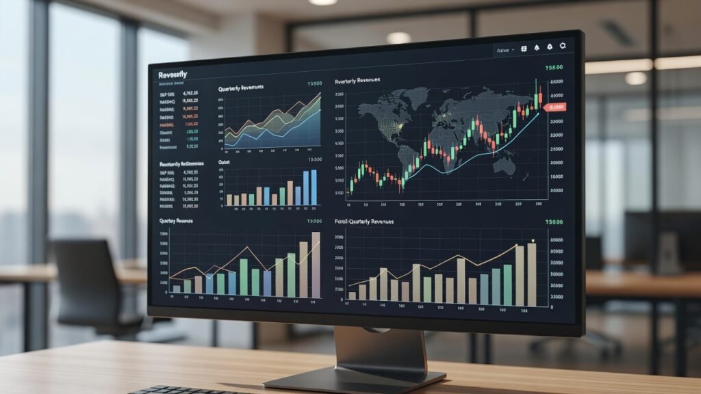 financial dashboard display showing live player market