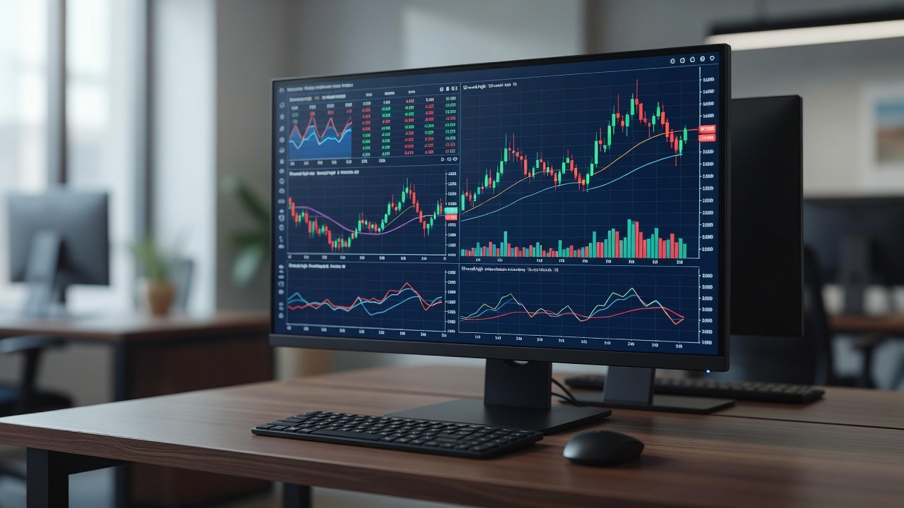 financial dashboard with candlestick charts for rpg professions for real trading