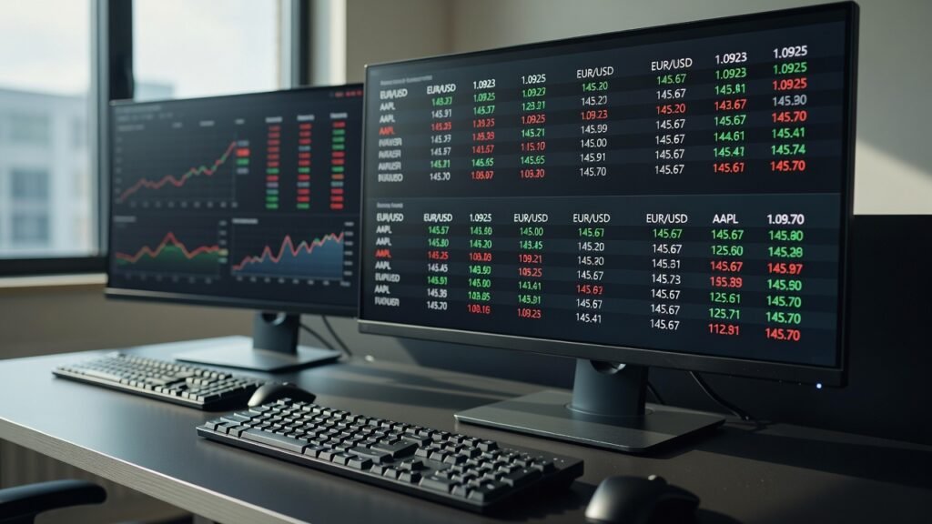 financial dashboard displaying spreads in market making games