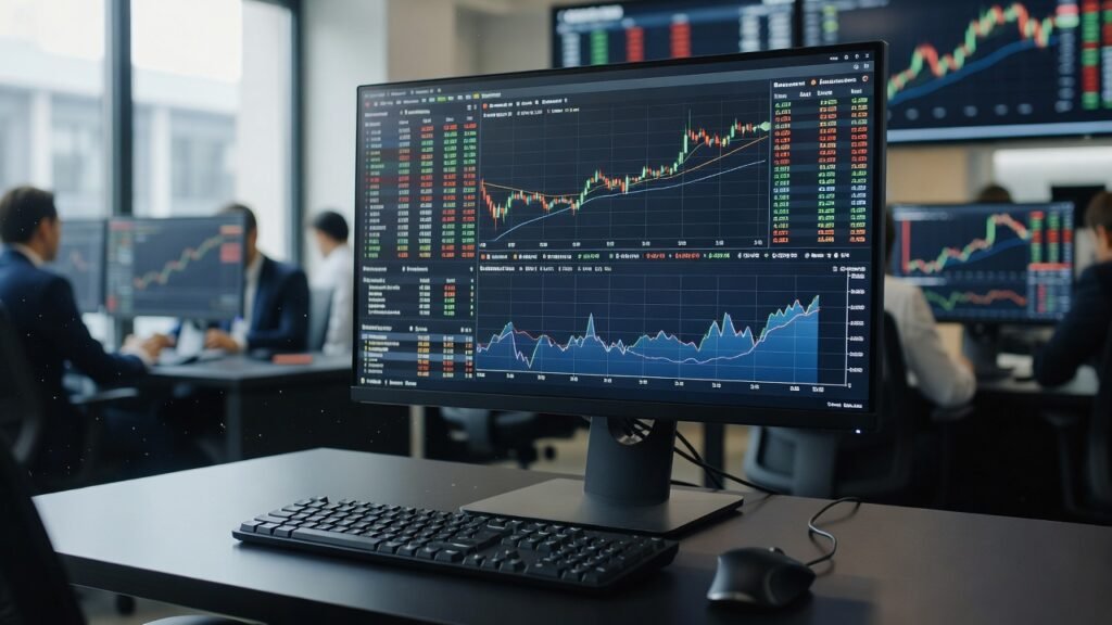 Market simulator dashboard displaying price data