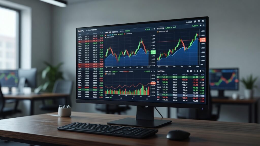 Financial dashboard showing live prices in crypto game