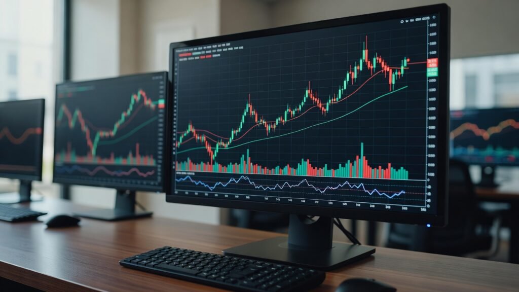Live candle chart in trading simulator game