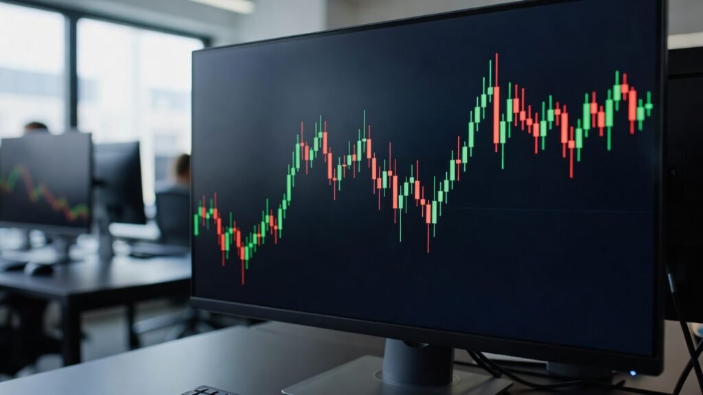 market simulator candle charts in browser