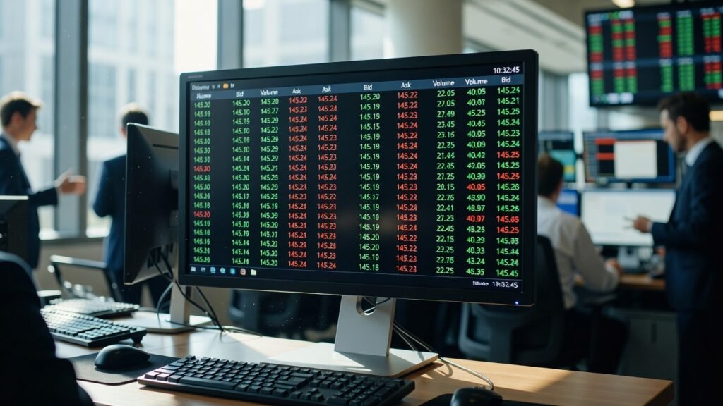 live market order book display in trading game