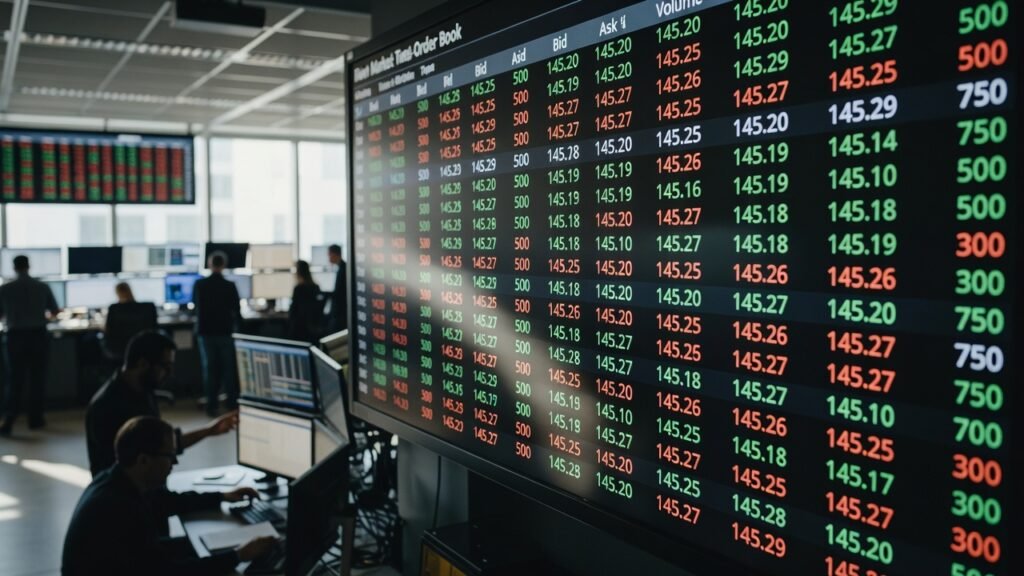 Live market order book in trading RPG