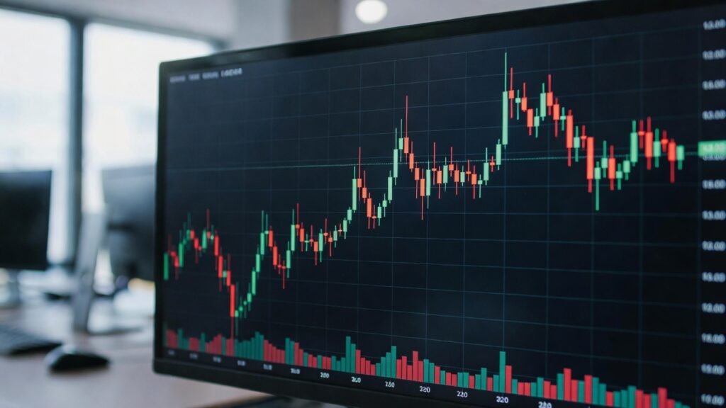 Candlestick chart used in trading skill practice