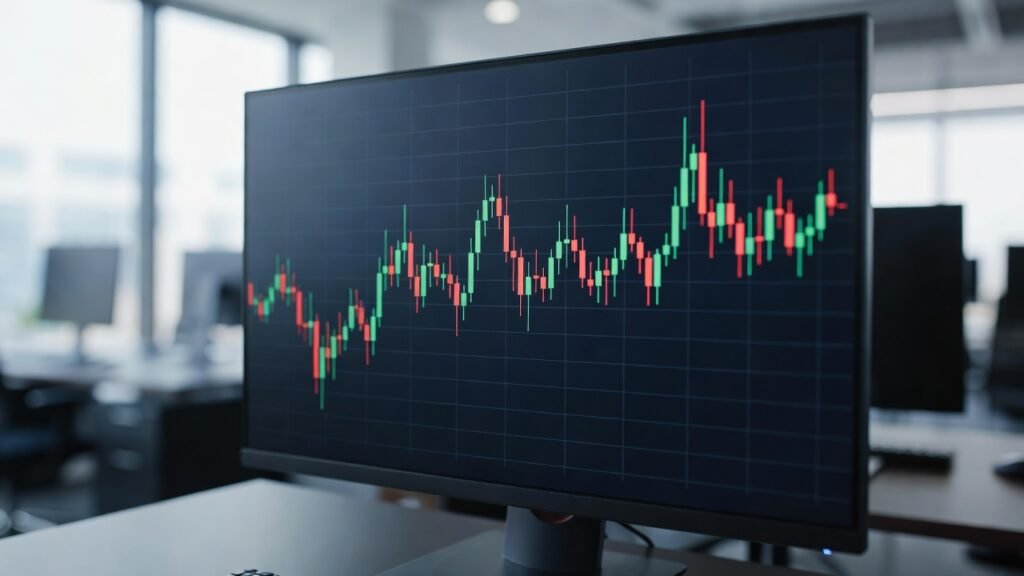 Live candle chart inside trading simulator game