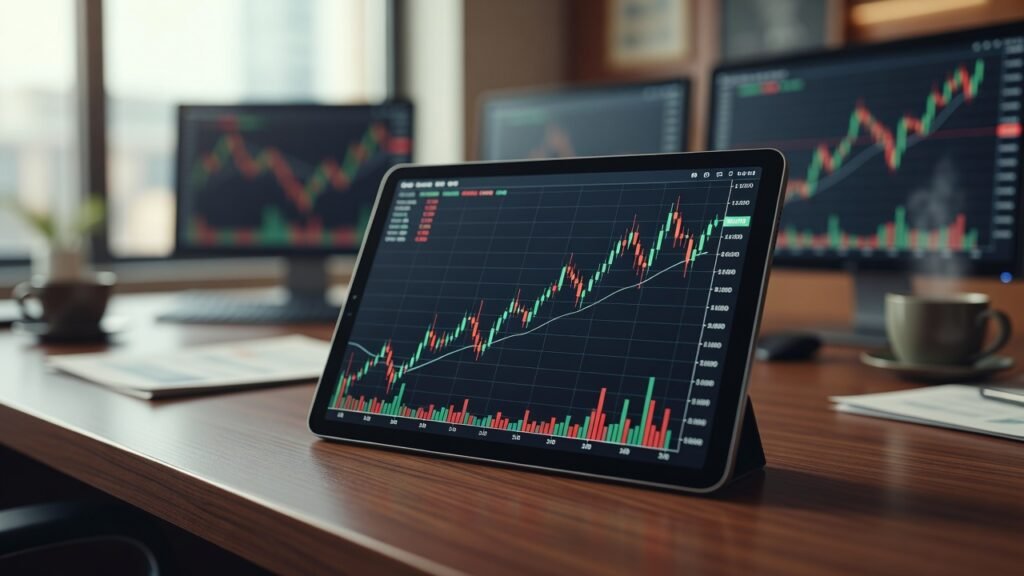 detailed trading game market graph close up