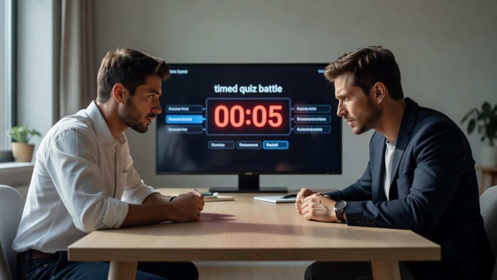 Timed quiz battle screen in best crypto games